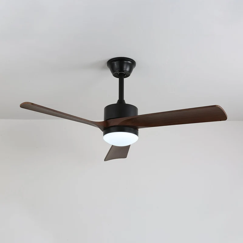 Moderne Plafondventilator met Verlichting 132 cm Donkerbruin Notenhout – Dimbaar 6 Snelheden Stille Motor | Sansoti