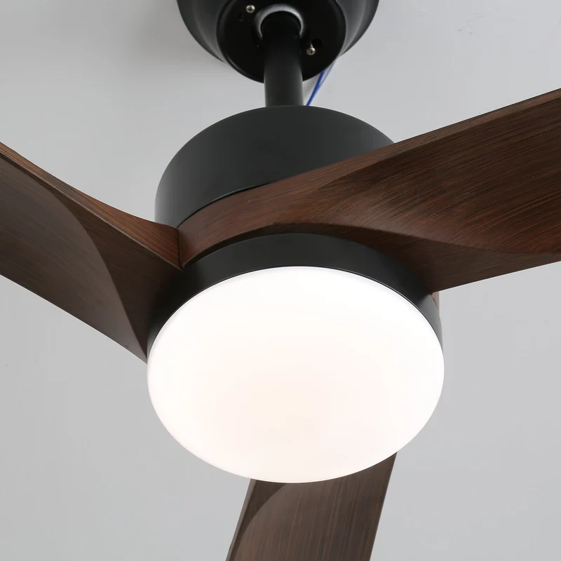 Moderne Plafondventilator met Verlichting 132 cm Donkerbruin Notenhout – Dimbaar 6 Snelheden Stille Motor | Sansoti