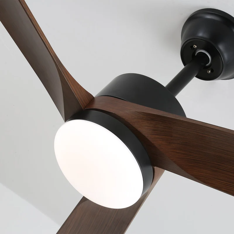 Moderne Plafondventilator met Verlichting 132 cm Donkerbruin Notenhout – Dimbaar 6 Snelheden Stille Motor | Sansoti