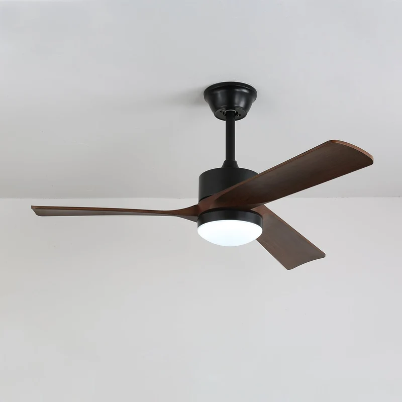 Moderne Plafondventilator met Verlichting 132 cm Donkerbruin Notenhout – Dimbaar 6 Snelheden Stille Motor | Sansoti
