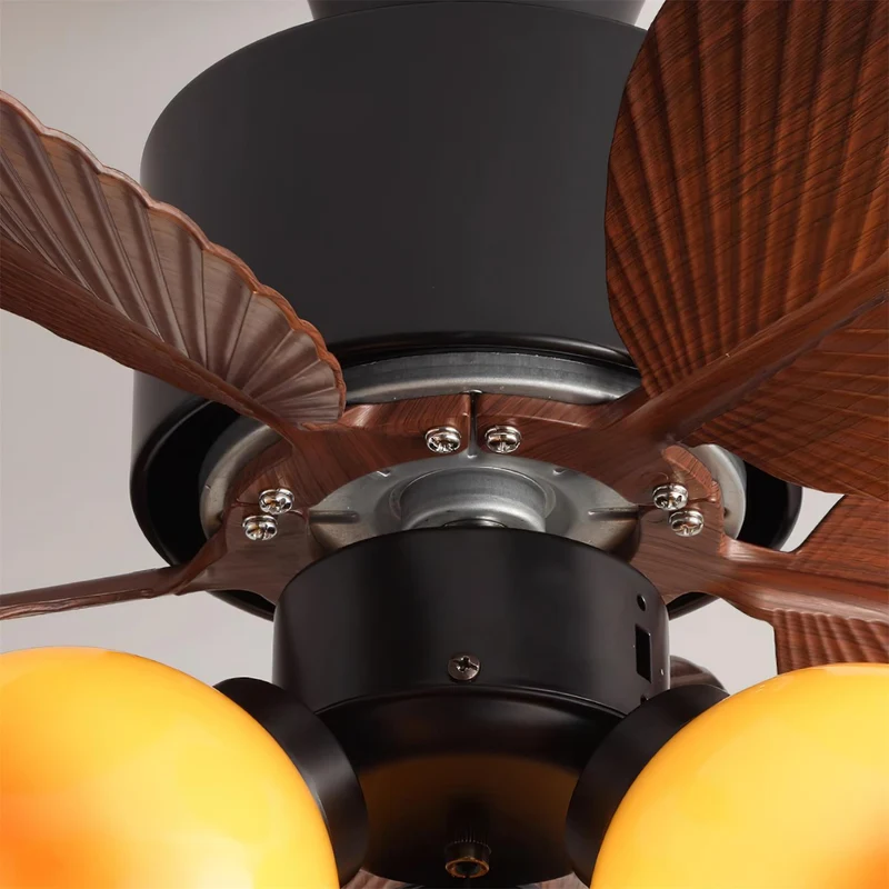 Tropische Plafondventilator met Glazen Verlichting Ø76cm – Ventilator Plafondlamp Afstandsbediening Dimbaar 6 Snelheden Koper Motor voor Slaapkamer Woonkamer | Sansoti