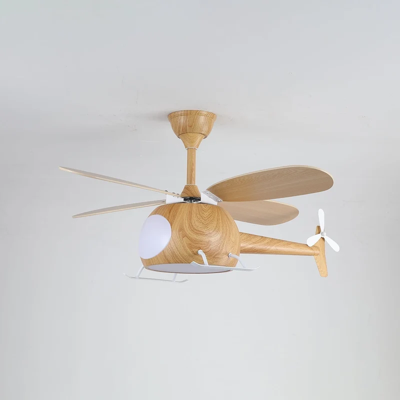 Moderne plafondventilator met verlichting voor kinderkamer – houten bladen Ø70cm | Sansoti