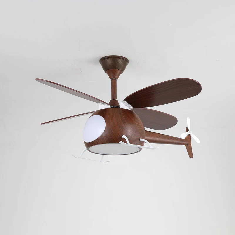 Moderne plafondventilator met verlichting voor kinderkamer – houten bladen Ø70cm | Sansoti