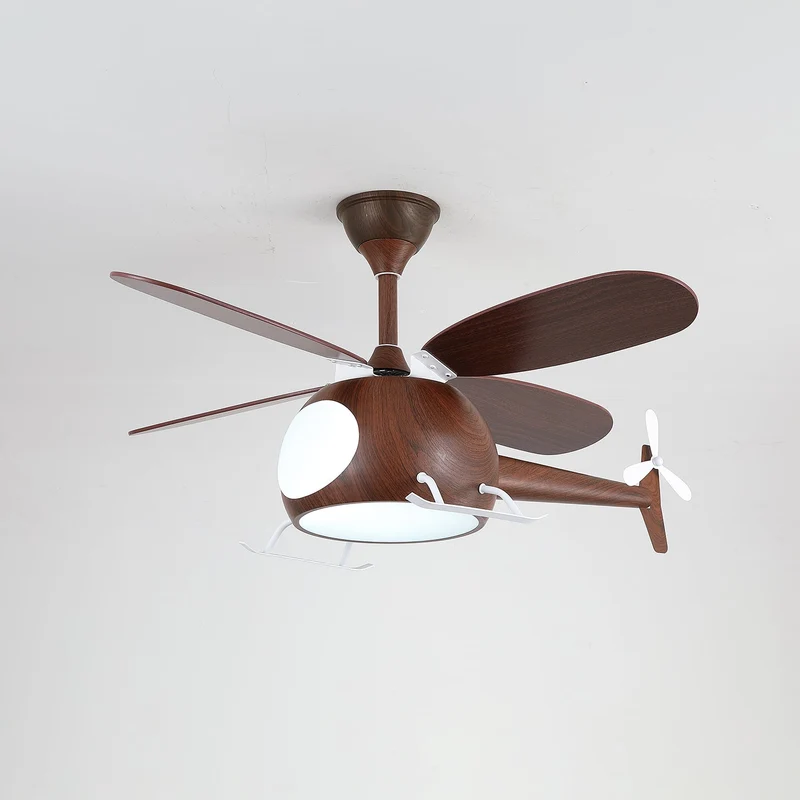 Moderne plafondventilator met verlichting voor kinderkamer – houten bladen Ø70cm | Sansoti