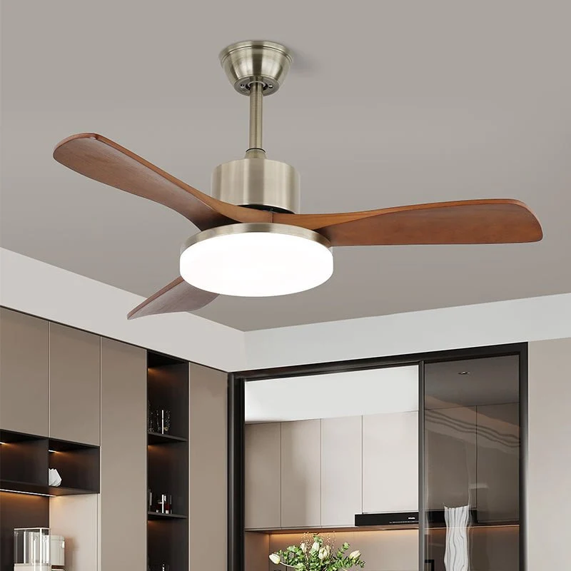 Moderne plafondventilator met verlichting in messing en hout – 106 cm Ø – Scandinavisch geïnspireerd design met 6 snelheden | Sansoti