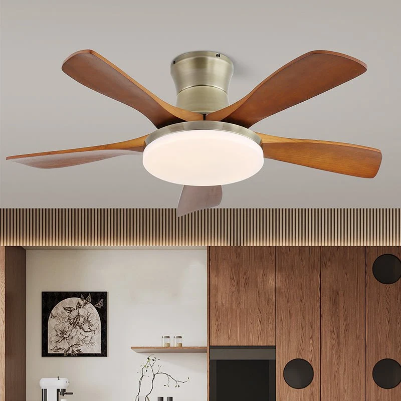 Moderne plafondventilator met verlichting in messing en hout – 106 cm Ø – Scandinavisch geïnspireerd design met 6 snelheden | Sansoti