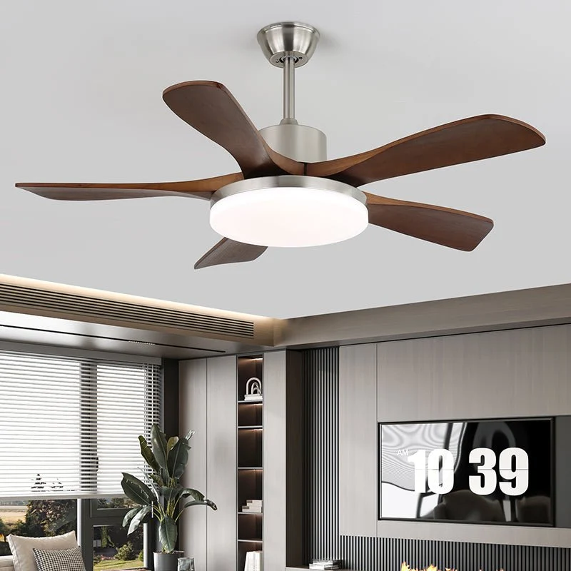 Moderne plafondventilator met verlichting in messing en hout – 106 cm Ø – Scandinavisch geïnspireerd design met 6 snelheden | Sansoti