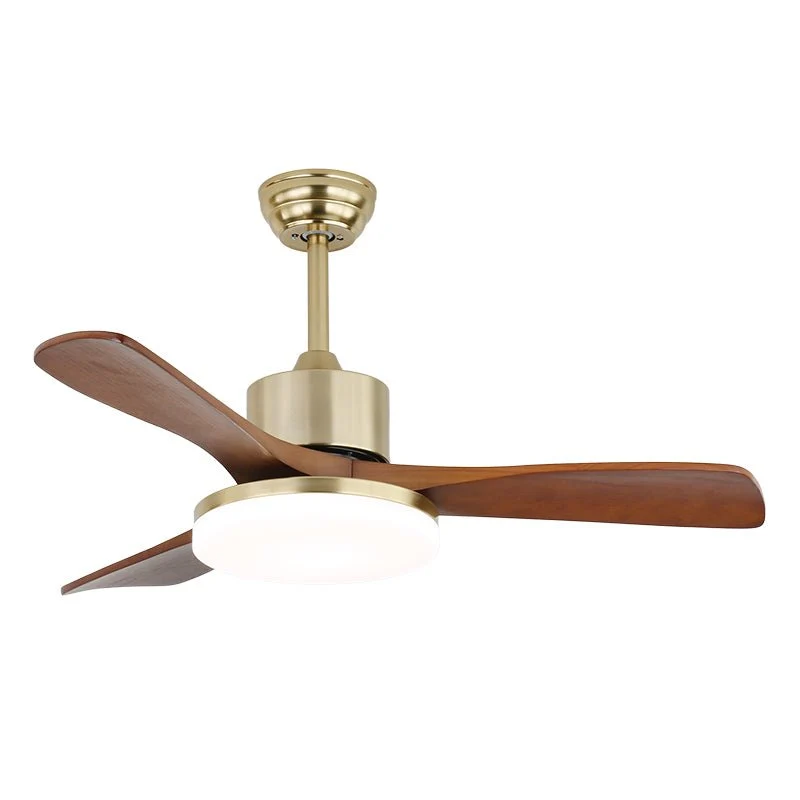 Moderne plafondventilator met verlichting in messing en hout – 106 cm Ø – Scandinavisch geïnspireerd design met 6 snelheden | Sansoti