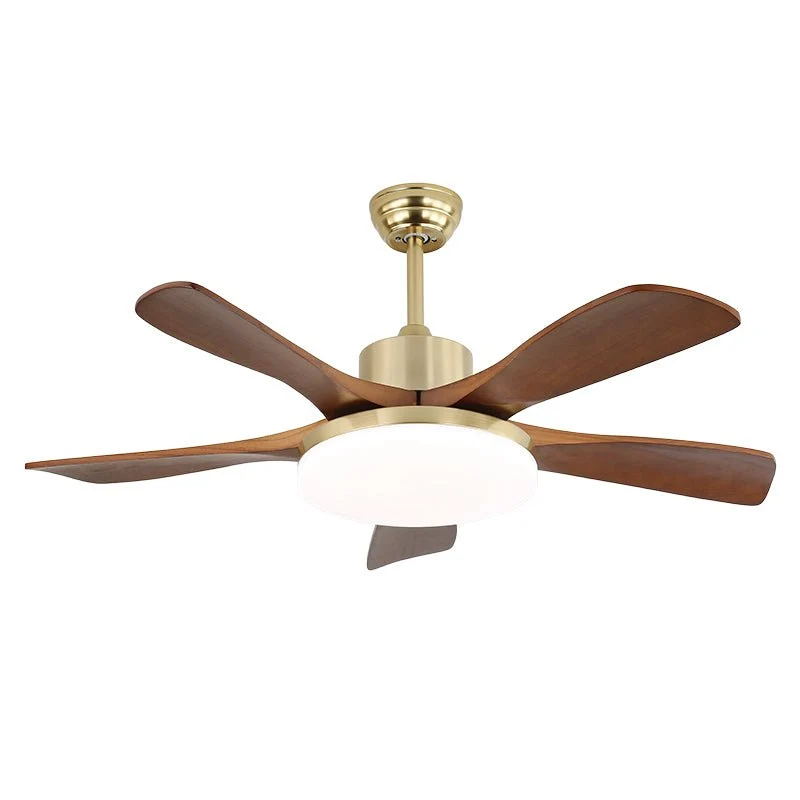 Moderne plafondventilator met verlichting in messing en hout – 106 cm Ø – Scandinavisch geïnspireerd design met 6 snelheden | Sansoti