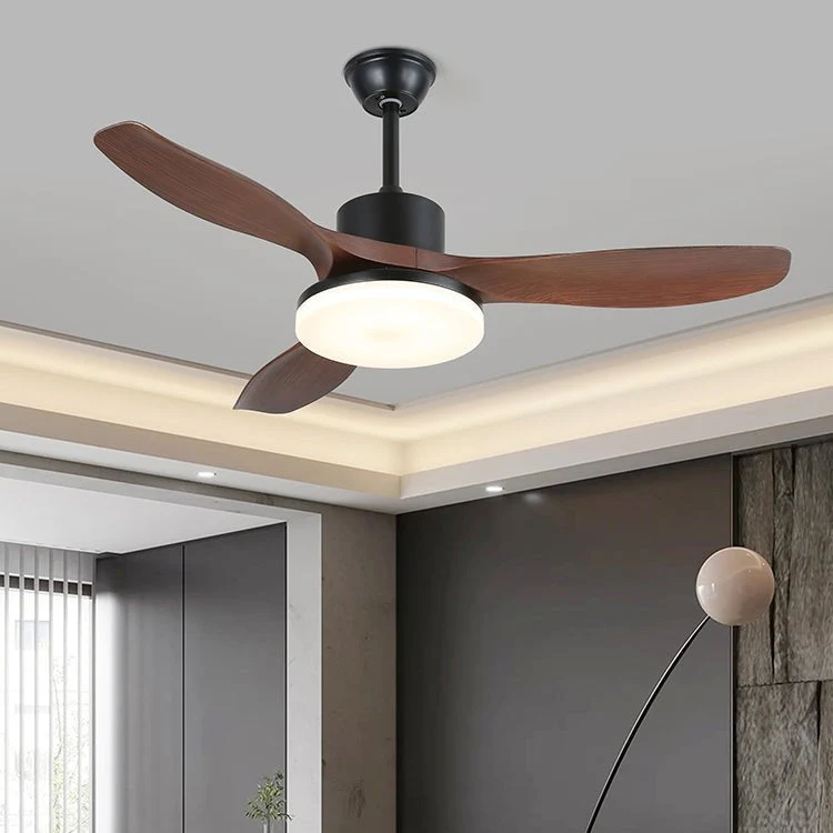 Moderne Plafondventilator met Verlichting Minimalistische Darian in Houtafwerking – Scandinavisch Ontwerp Ø126-132cm | Sansoti