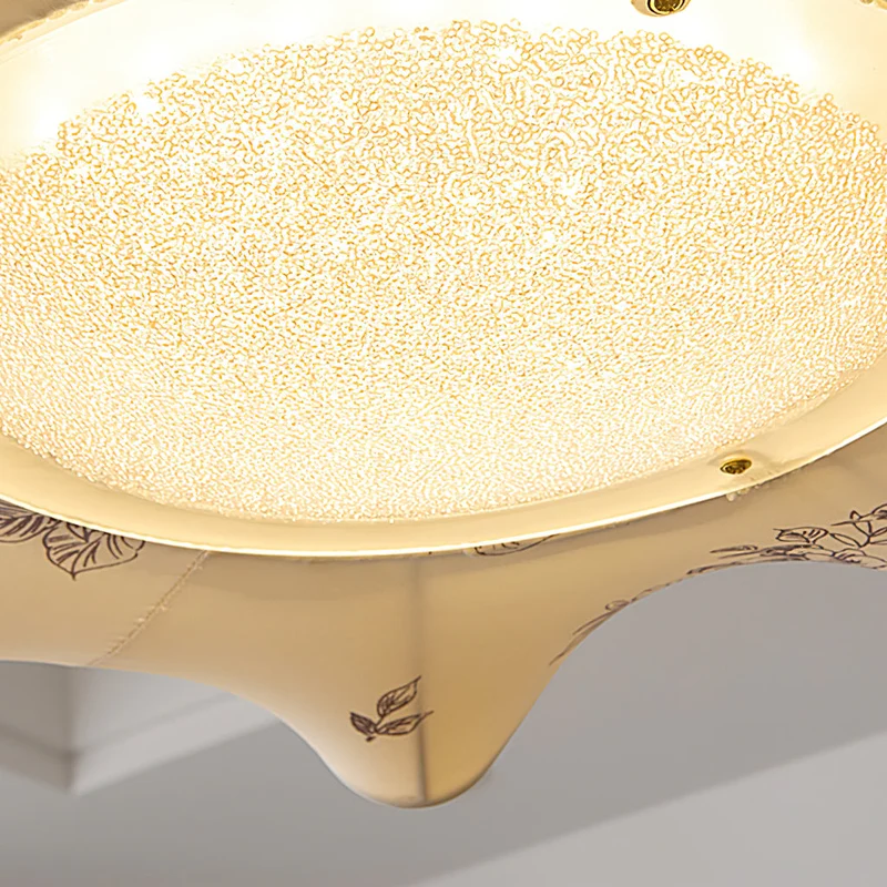 Plafondlamp met Bloemblaadjesontwerp – Walnoot & Goud – Geïntegreerde LED – Ø50cm × H44cm | Sansoti