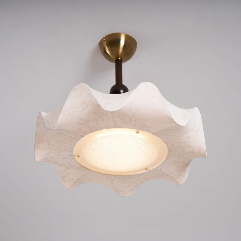Plafondlamp met Bloemblaadjesontwerp – Walnoot & Goud – Geïntegreerde LED – Ø50cm × H44cm | Sansoti