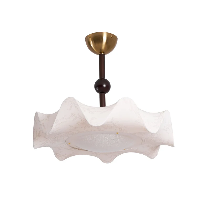 Plafondlamp met Bloemblaadjesontwerp – Walnoot & Goud – Geïntegreerde LED – Ø50cm × H44cm | Sansoti