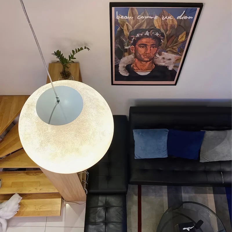 Maan Hanglamp – Realistische Textuur – 8 Maten Beschikbaar – Romantische Maanbol voor Slaapkamer Eetkamer Kinderkamer – Dimbaar Warm Licht – Schuine Plafondadapter Inbegrepen | Sansoti