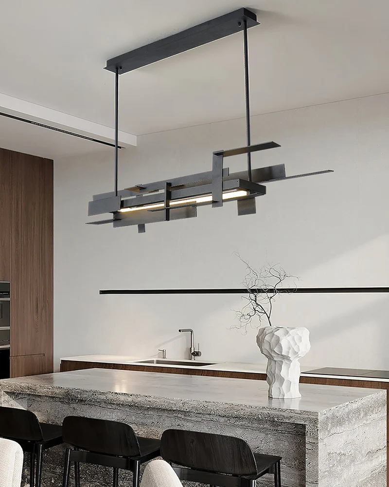 Planaire Hanglamp Zwart Metaal LED Geïntegreerd Modern Abstract Design Eettafel Verlichting | Sansoti