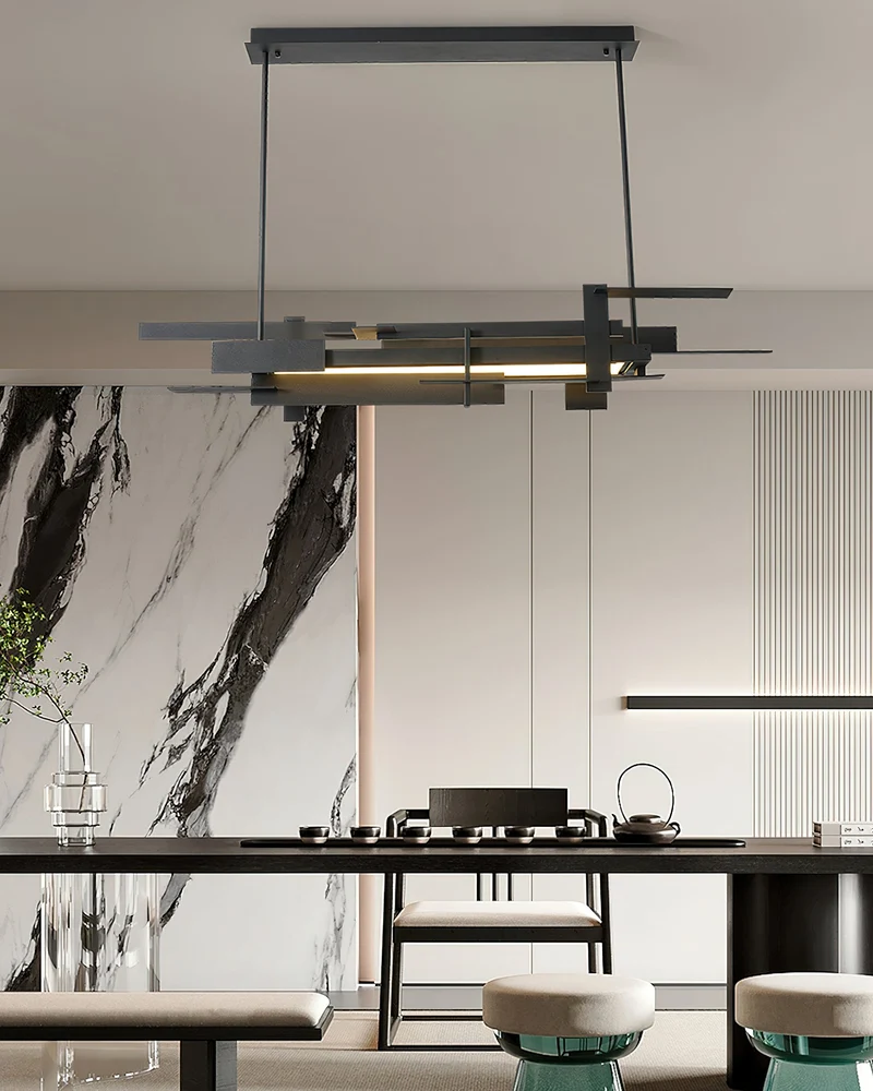 Planaire Hanglamp Zwart Metaal LED Geïntegreerd Modern Abstract Design Eettafel Verlichting | Sansoti