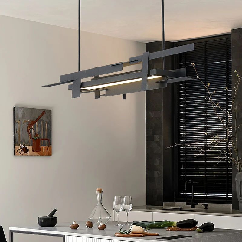Planaire Hanglamp Zwart Metaal LED Geïntegreerd Modern Abstract Design Eettafel Verlichting | Sansoti