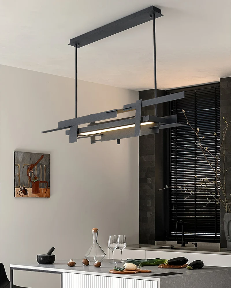 Planaire Hanglamp Zwart Metaal LED Geïntegreerd Modern Abstract Design Eettafel Verlichting | Sansoti