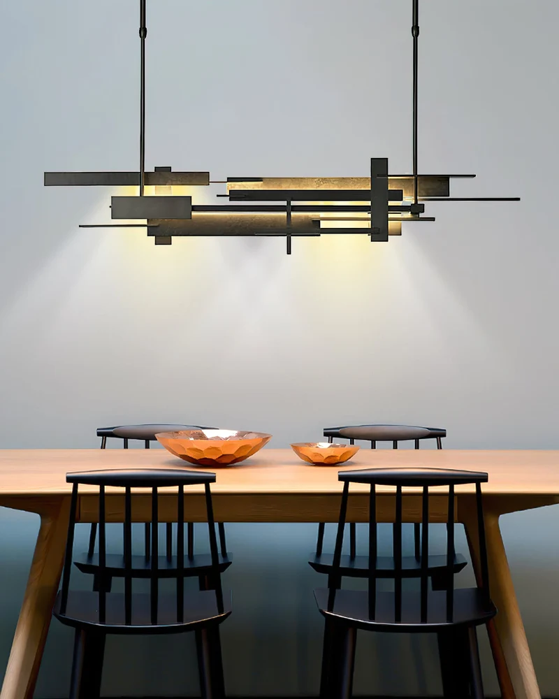 Planaire Hanglamp Zwart Metaal LED Geïntegreerd Modern Abstract Design Eettafel Verlichting | Sansoti