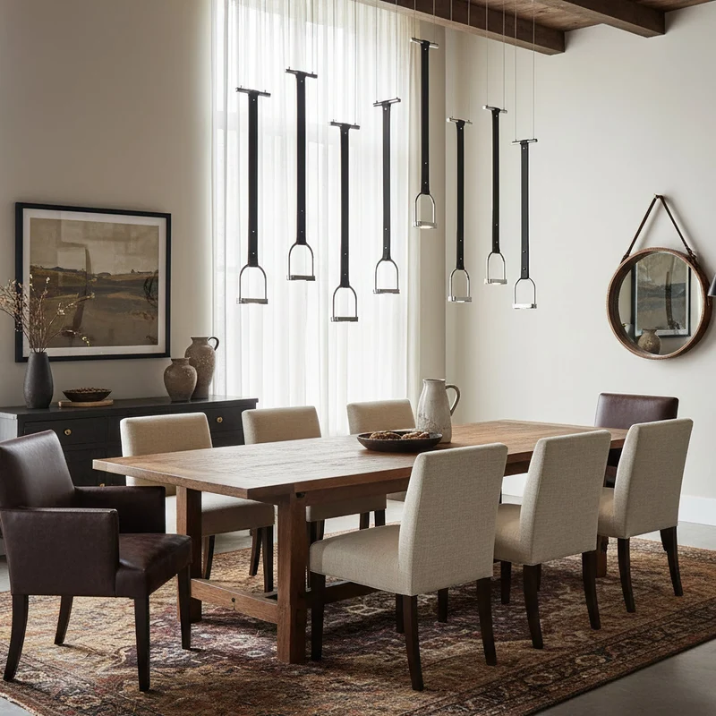 Hanglampen met Leren Riemen Industrieel Design Rustiek Metaal Nikkel voor Eetkamer Keukeneiland | Sansoti