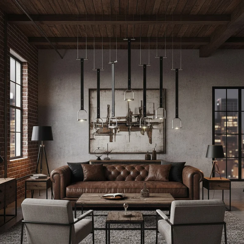 Hanglampen met Leren Riemen Industrieel Design Rustiek Metaal Nikkel voor Eetkamer Keukeneiland | Sansoti