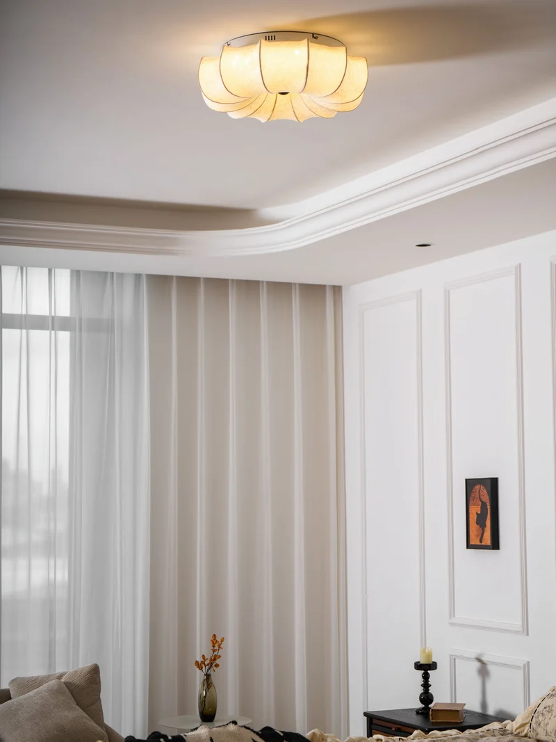 Stoffen Plafondlamp met Bloemenpatroon Natuurlijke Sfeerverlichting Scandinavisch Design Woon- en Slaapkamer Verlichting | Sansoti