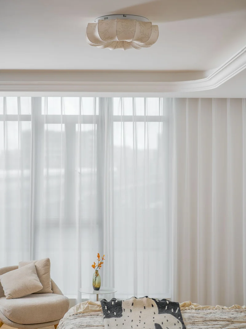 Stoffen Plafondlamp met Bloemenpatroon Natuurlijke Sfeerverlichting Scandinavisch Design Woon- en Slaapkamer Verlichting | Sansoti