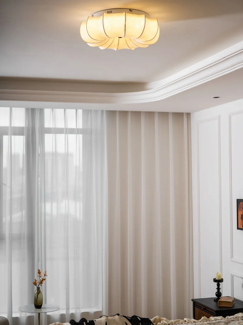 Stoffen Plafondlamp met Bloemenpatroon Natuurlijke Sfeerverlichting Scandinavisch Design Woon- en Slaapkamer Verlichting | Sansoti