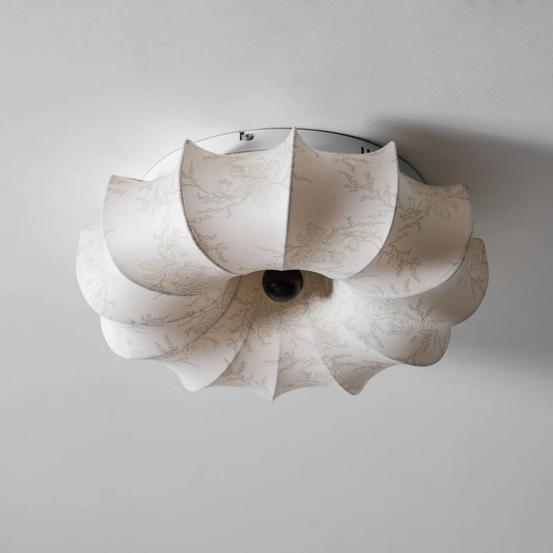 Stoffen Plafondlamp met Bloemenpatroon Natuurlijke Sfeerverlichting Scandinavisch Design Woon- en Slaapkamer Verlichting | Sansoti
