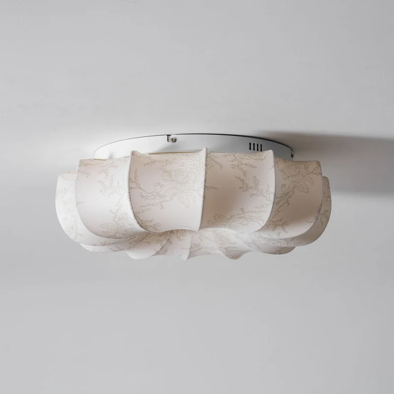 Stoffen Plafondlamp met Bloemenpatroon Natuurlijke Sfeerverlichting Scandinavisch Design Woon- en Slaapkamer Verlichting | Sansoti