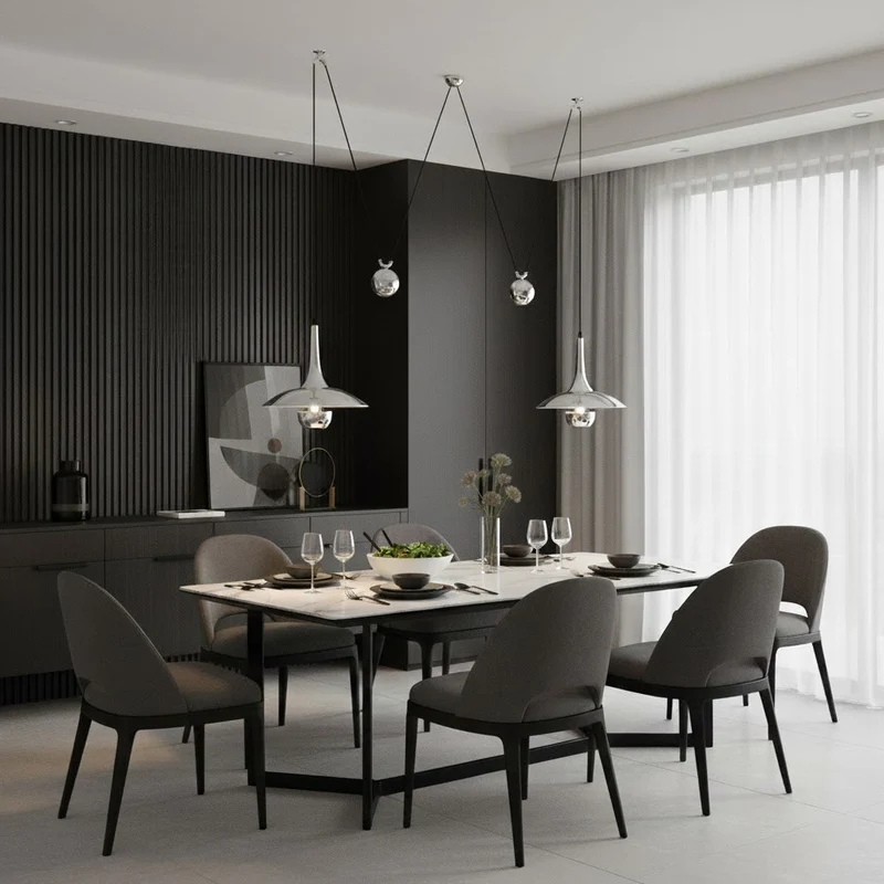 Verstelbare Hanglamp Onos – Hoogte-instelbaar met Tegengewichtbal – Chroom of Goud Metaal – Vintage 1970s Design – Retro Pendelverlichting voor Eettafel en Keukeneiland | Sansoti