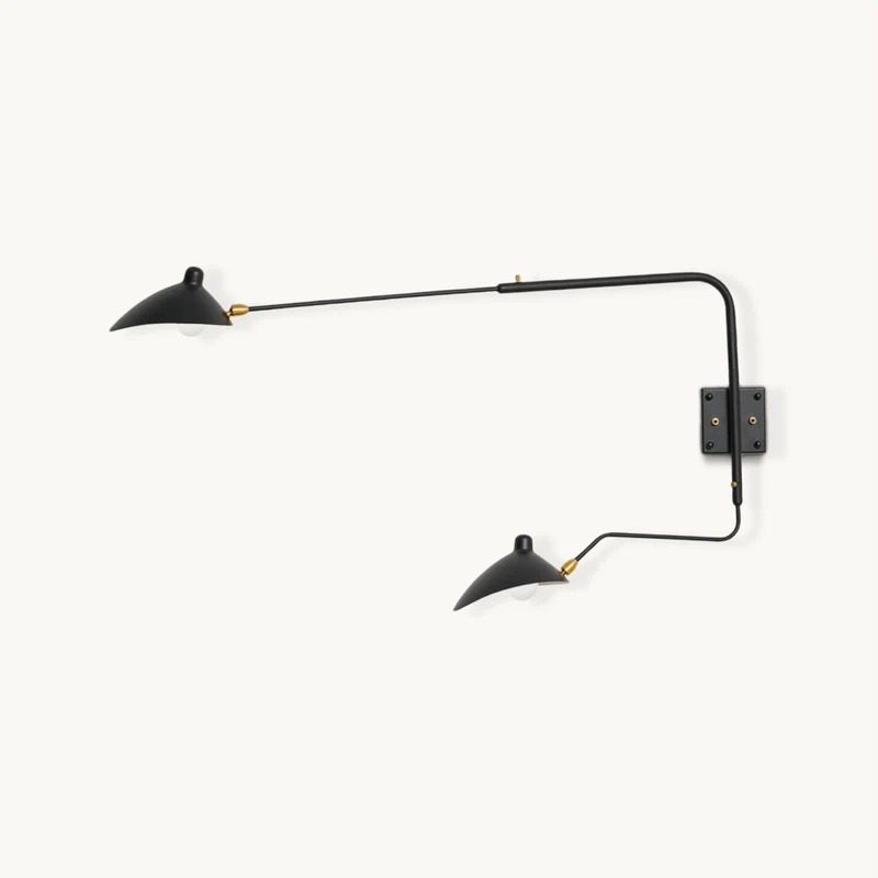 Wandlamp met verstelbare armen — industriële wandverlichting in aluminium en messing — vintage design — moderne wandlamp voor woonkamer slaapkamer | Sansoti