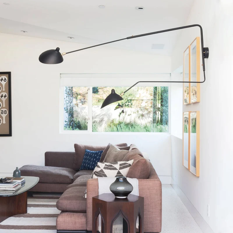 Wandlamp met verstelbare armen — industriële wandverlichting in aluminium en messing — vintage design — moderne wandlamp voor woonkamer slaapkamer | Sansoti