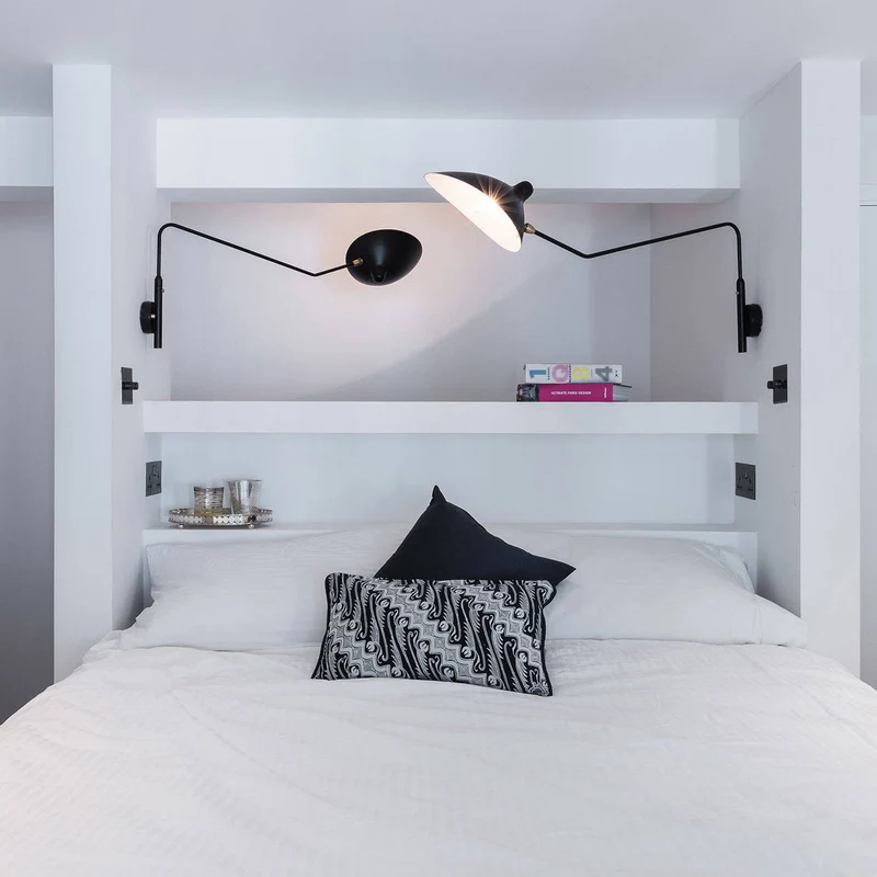 Wandlamp met verstelbare armen — industriële wandverlichting in aluminium en messing — vintage design — moderne wandlamp voor woonkamer slaapkamer | Sansoti