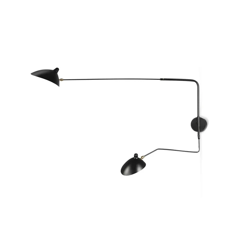 Wandlamp met verstelbare armen — industriële wandverlichting in aluminium en messing — vintage design — moderne wandlamp voor woonkamer slaapkamer | Sansoti