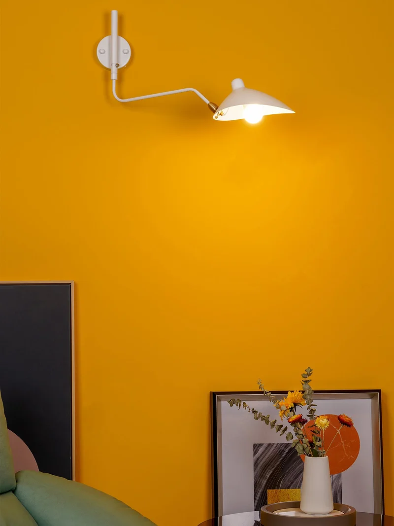 Wandlamp met verstelbare armen — industriële wandverlichting in aluminium en messing — vintage design — moderne wandlamp voor woonkamer slaapkamer | Sansoti