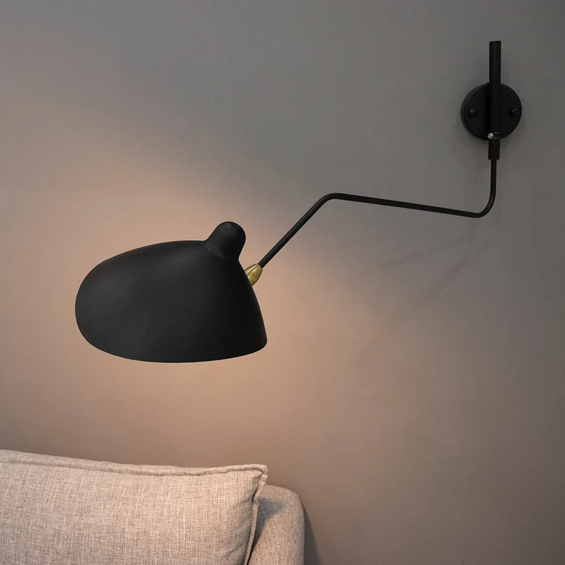 Wandlamp met verstelbare armen — industriële wandverlichting in aluminium en messing — vintage design — moderne wandlamp voor woonkamer slaapkamer | Sansoti
