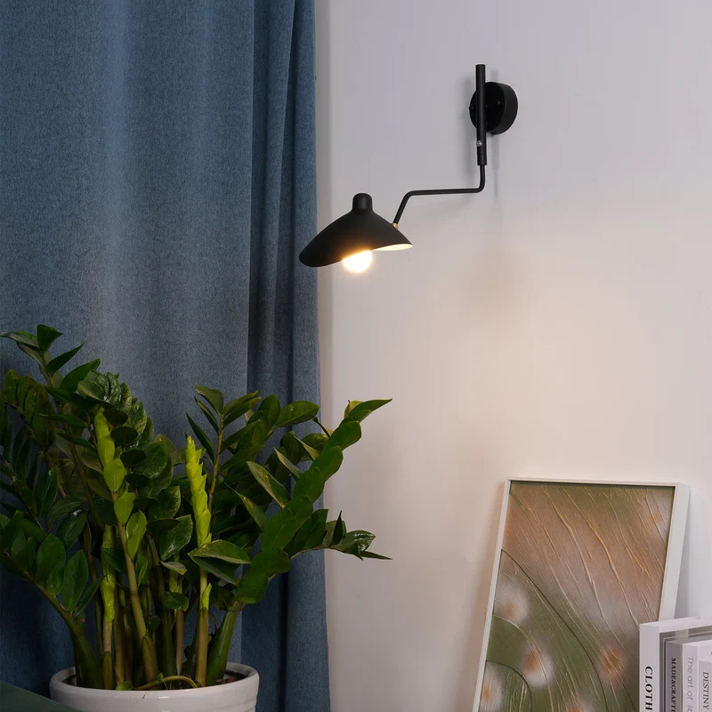 Wandlamp met verstelbare armen — industriële wandverlichting in aluminium en messing — vintage design — moderne wandlamp voor woonkamer slaapkamer | Sansoti