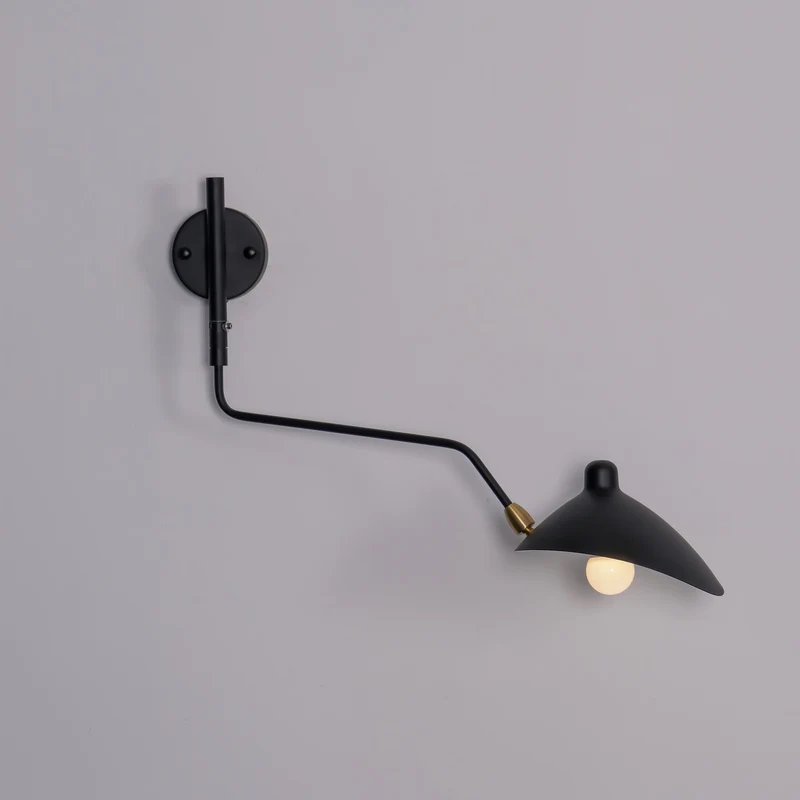 Wandlamp met verstelbare armen — industriële wandverlichting in aluminium en messing — vintage design — moderne wandlamp voor woonkamer slaapkamer | Sansoti