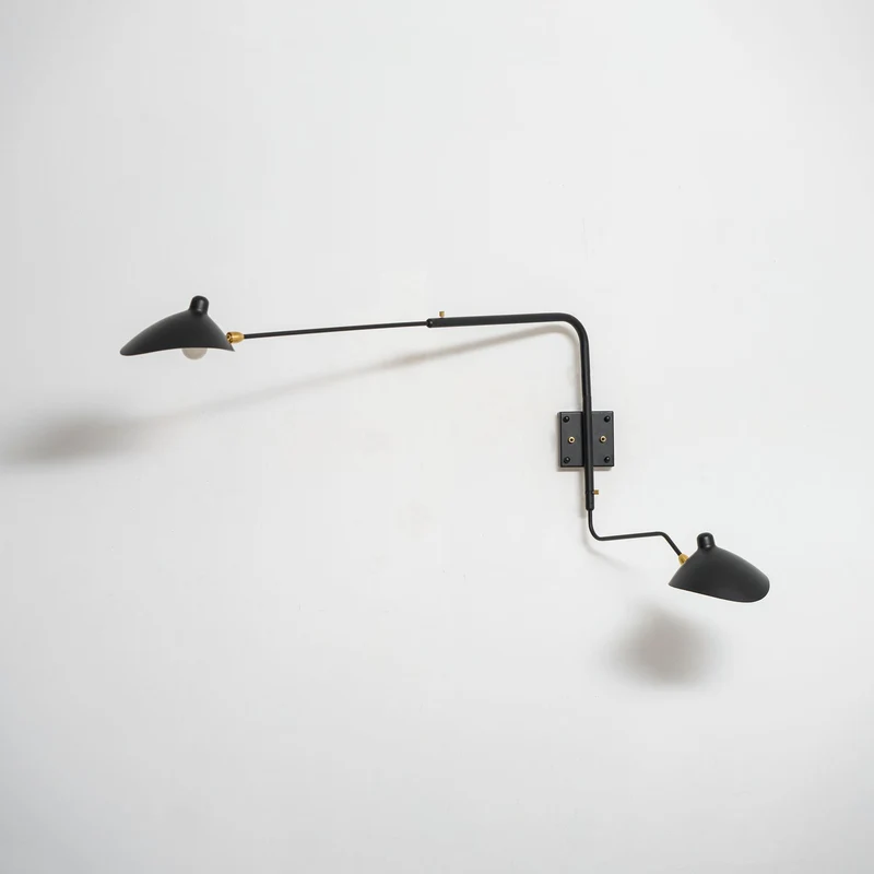 Wandlamp met verstelbare armen — industriële wandverlichting in aluminium en messing — vintage design — moderne wandlamp voor woonkamer slaapkamer | Sansoti