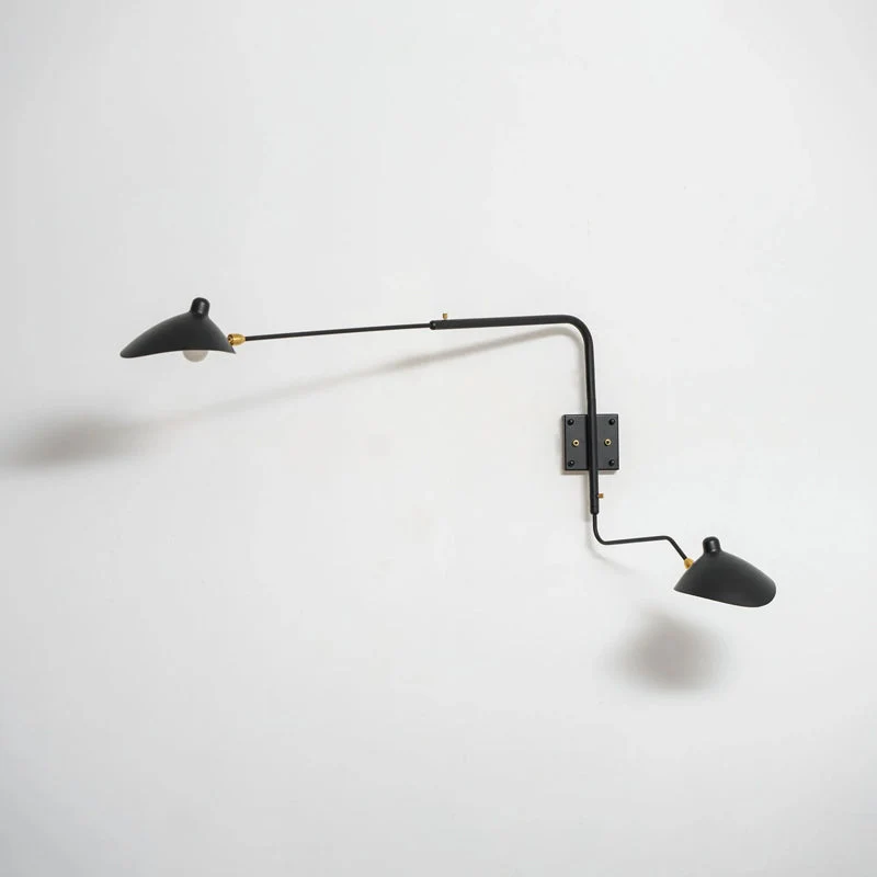 Wandlamp met verstelbare armen — industriële wandverlichting in aluminium en messing — vintage design — moderne wandlamp voor woonkamer slaapkamer | Sansoti