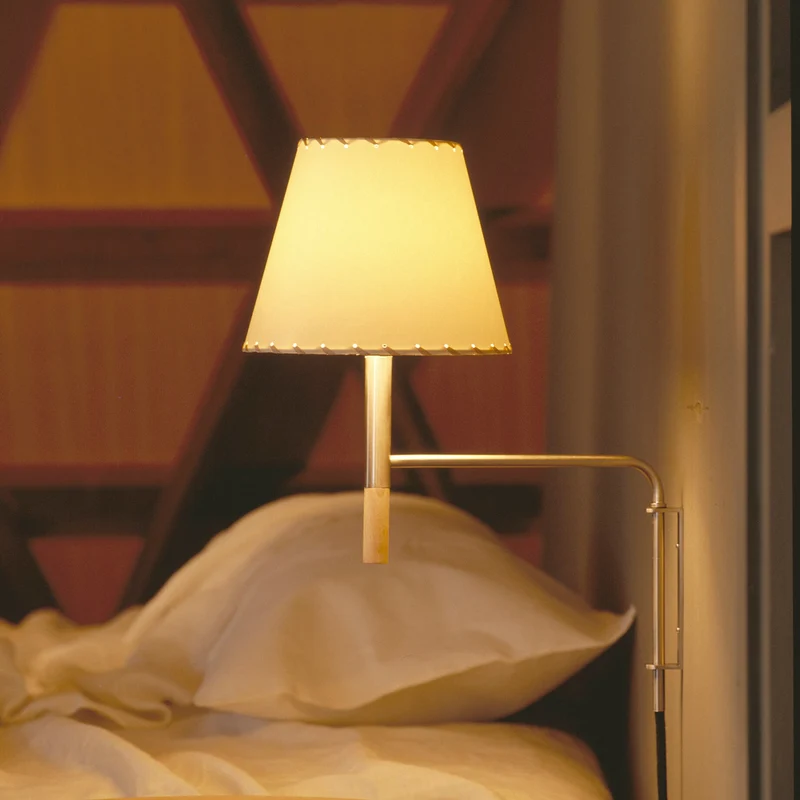 Verstelbare Wandlamp met Zwenkarm – Moderne Design Leeslamp met Handgebreide Perkament of Geplisseerde Kap | Sansoti