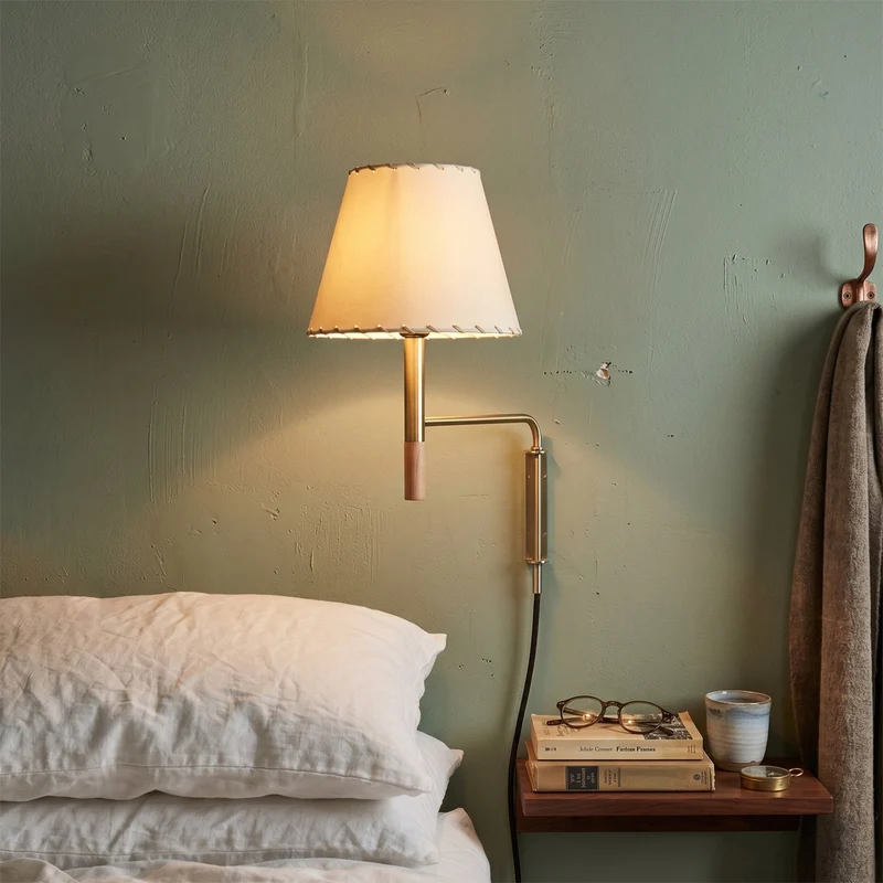 Verstelbare Wandlamp met Zwenkarm – Moderne Design Leeslamp met Handgebreide Perkament of Geplisseerde Kap | Sansoti