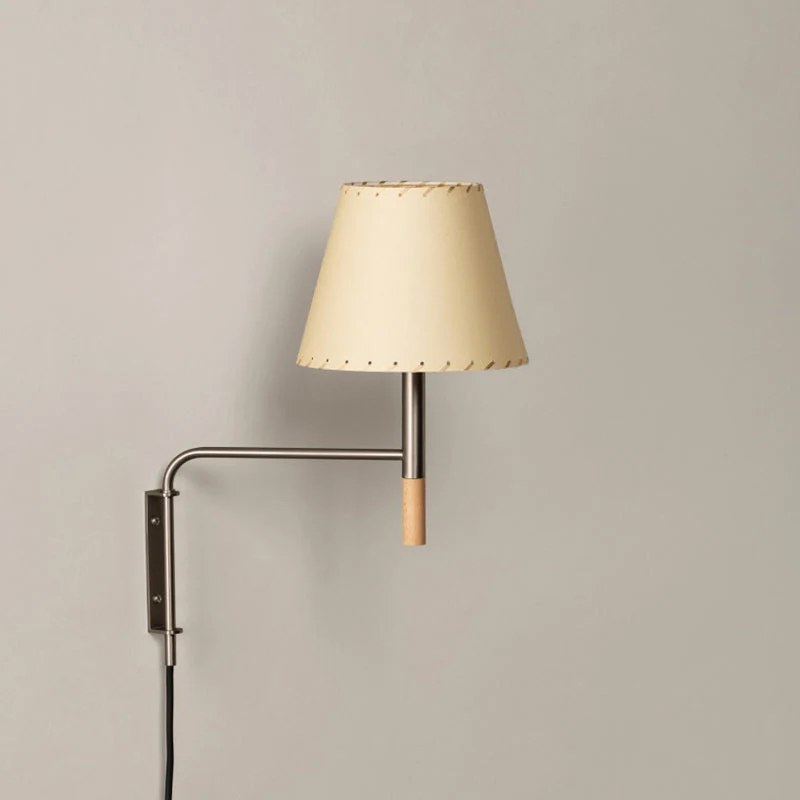 Verstelbare Wandlamp met Zwenkarm – Moderne Design Leeslamp met Handgebreide Perkament of Geplisseerde Kap | Sansoti