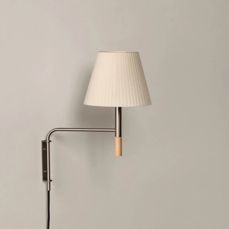Verstelbare Wandlamp met Zwenkarm – Moderne Design Leeslamp met Handgebreide Perkament of Geplisseerde Kap | Sansoti