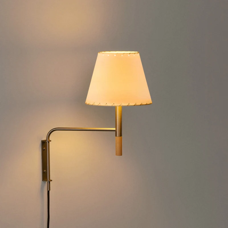 Verstelbare Wandlamp met Zwenkarm – Moderne Design Leeslamp met Handgebreide Perkament of Geplisseerde Kap | Sansoti