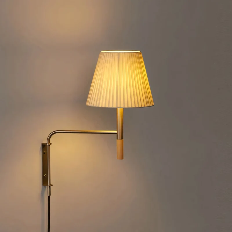 Verstelbare Wandlamp met Zwenkarm – Moderne Design Leeslamp met Handgebreide Perkament of Geplisseerde Kap | Sansoti