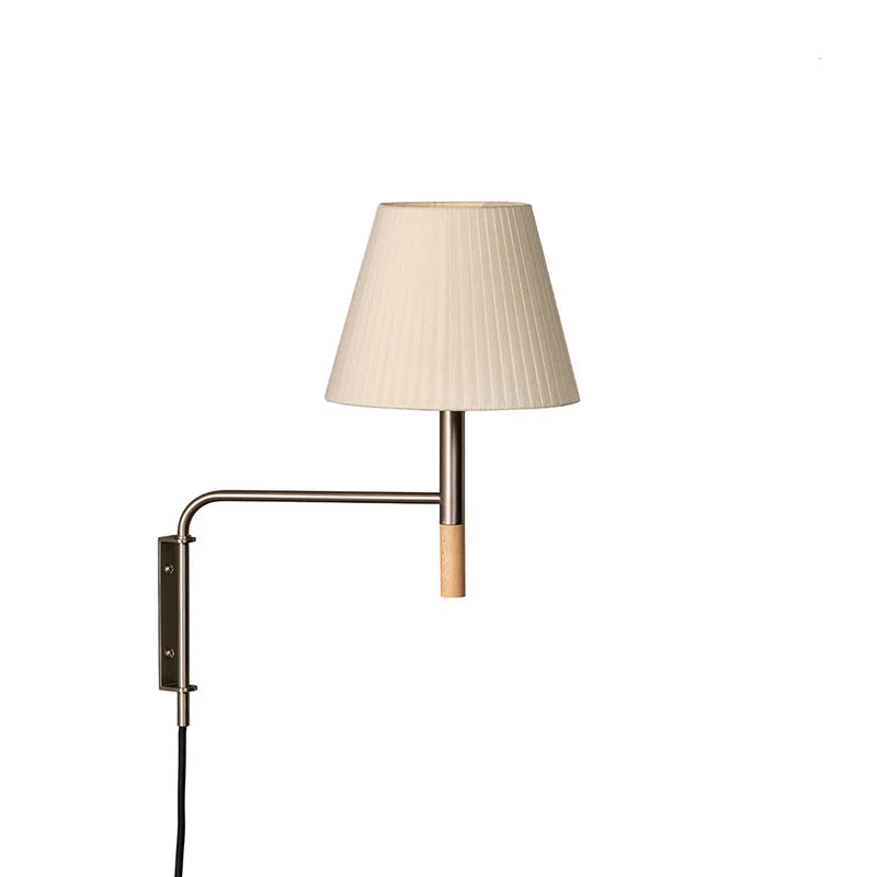 Verstelbare Wandlamp met Zwenkarm – Moderne Design Leeslamp met Handgebreide Perkament of Geplisseerde Kap | Sansoti