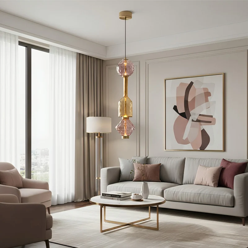 Hanglamp met Gekleurde Glazen Bol – Modern Design voor Eetkamer en Keuken | Sansoti
