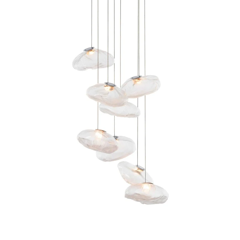 Glazen Hanglamp met Organische Textuur Transparant Rookgrijs Amber | Sansoti